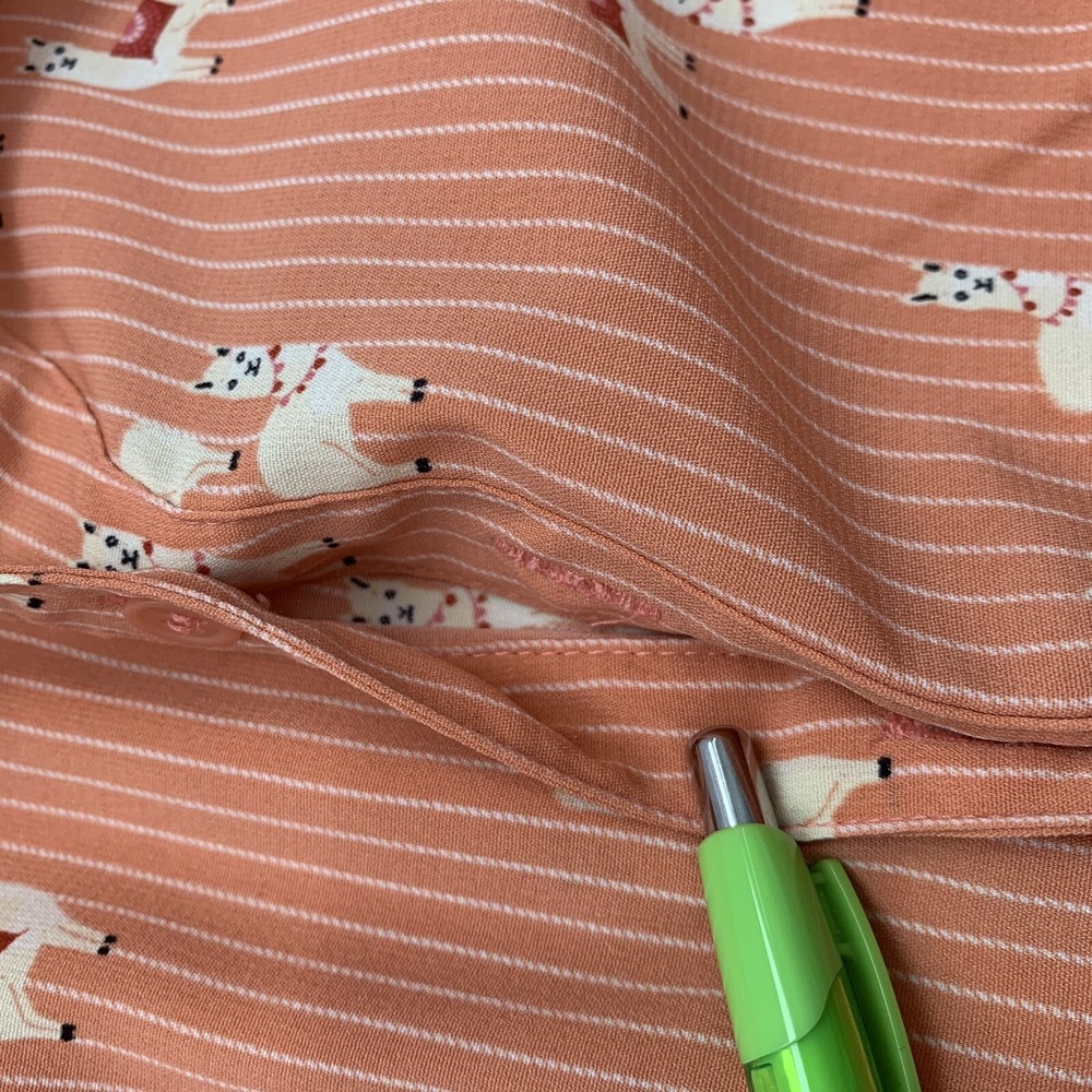 Catherines Top‎ Blouse 3X   Novelty Print Lamas Orange Stripe 3/4 Sleeve Office - Picture 8 of 12